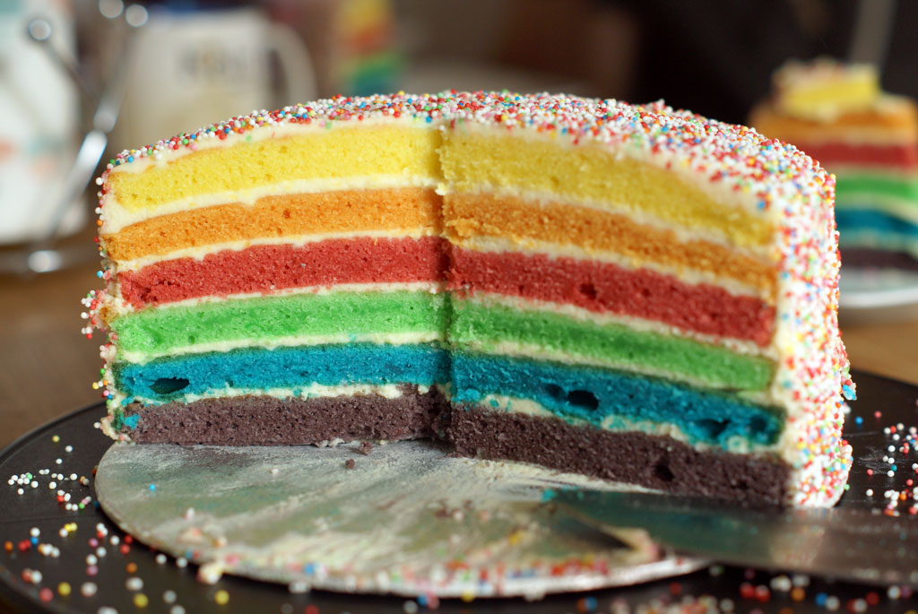 Regenbogentorte – Erinnerungen an die Glücksbärchis – Home Made Cakes